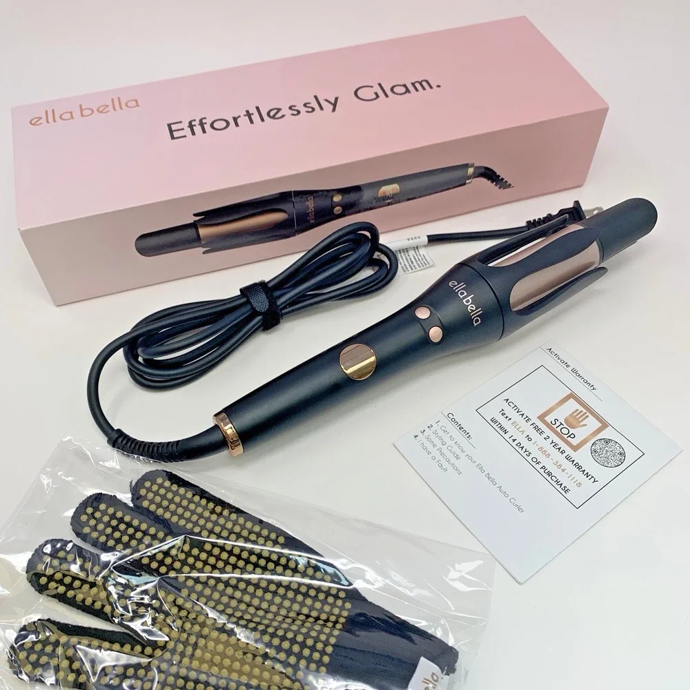 ELLA BELLA® Automatic Rotating Curling Iron Auto Hair Curler - New Open Box